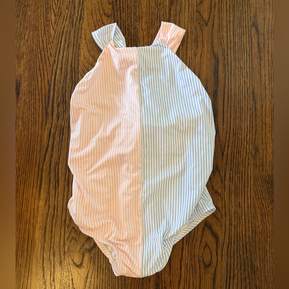 Striped Pink and Blue Girl One Piece Bathing Suit